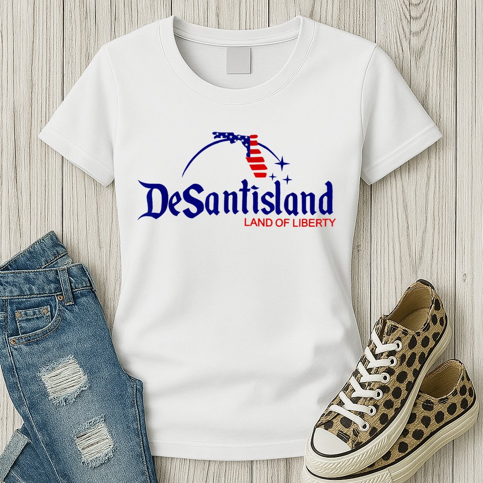 DeSantisLand Land State Of Liberty Florida Map Patriotic Womens T-Shirt