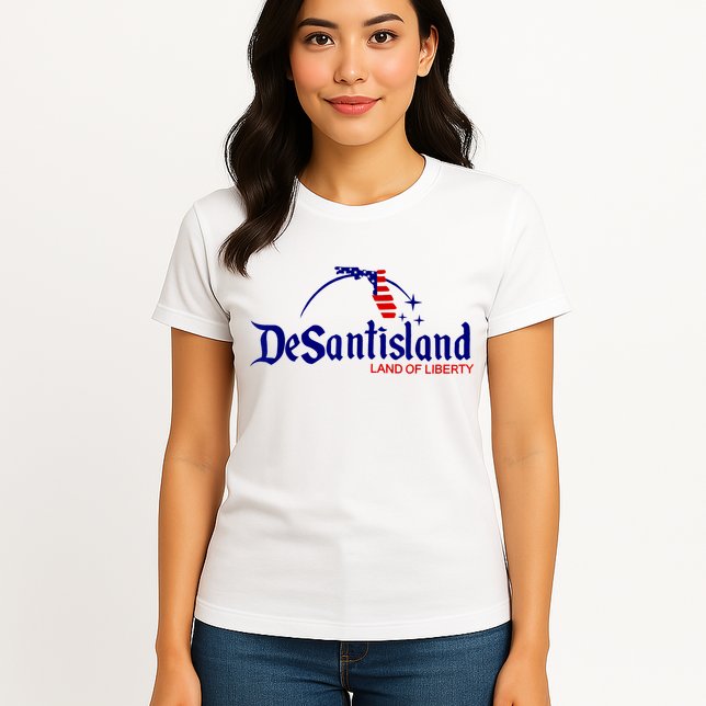 DeSantisLand Land State Of Liberty Florida Map Patriotic Womens T-Shirt