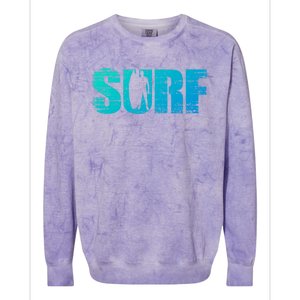 Distressed Look Surfing Gift For Surfers Cute Gift Colorblast Crewneck Sweatshirt