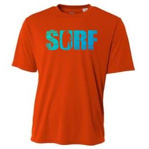 Distressed Look Surfing Gift For Surfers Cute Gift Cooling Performance Crew T-Shirt