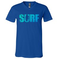 Distressed Look Surfing Gift For Surfers Cute Gift V-Neck T-Shirt