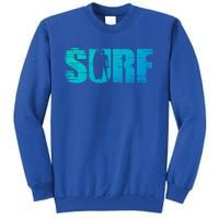 Distressed Look Surfing Gift For Surfers Cute Gift Tall Sweatshirt