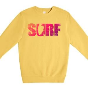 Distressed Look Surfing Gift For Surfers Cute Gift Premium Crewneck Sweatshirt