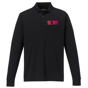 Distressed Look Surfing Gift For Surfers Cute Gift Performance Long Sleeve Polo