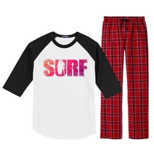 Distressed Look Surfing Gift For Surfers Cute Gift Raglan Sleeve Pajama Set