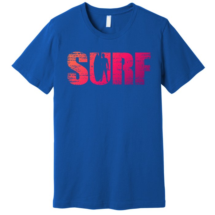 Distressed Look Surfing Gift For Surfers Cute Gift Premium T-Shirt