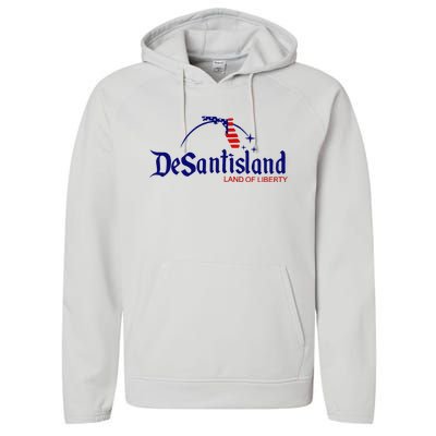 DeSantisLand Land State of Liberty Florida Map Patriotic Performance Fleece Hoodie