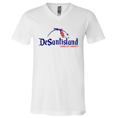 DeSantisLand Land State of Liberty Florida Map Patriotic V-Neck T-Shirt