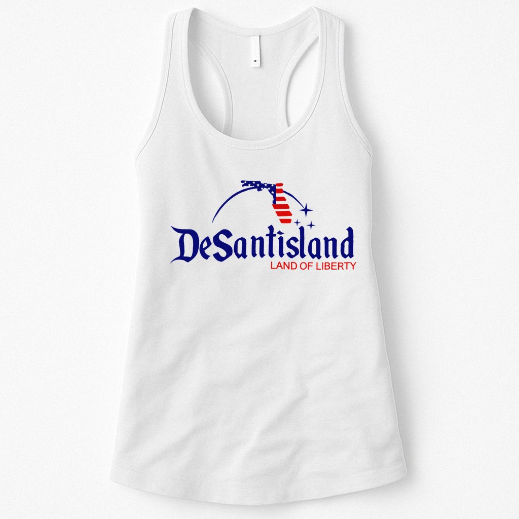DeSantisLand Land State of Liberty Florida Map Patriotic Womens Tank Top