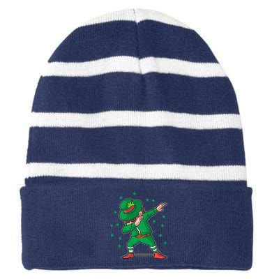 Dabbing Leprechaun St Patricks Day Party Striped Beanie with Solid Band