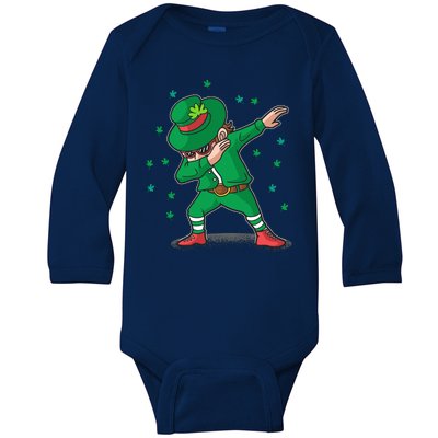 Dabbing Leprechaun St Patricks Day Party Baby Long Sleeve Bodysuit