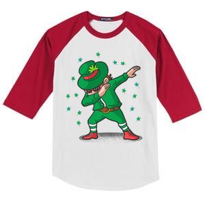 Dabbing Leprechaun St Patricks Day Party Kids Colorblock Raglan Jersey