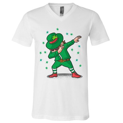 Dabbing Leprechaun St Patricks Day Party V-Neck T-Shirt