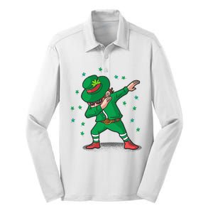 Dabbing Leprechaun St Patricks Day Party Silk Touch Performance Long Sleeve Polo