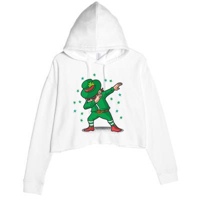 Dabbing Leprechaun St Patricks Day Party Crop Fleece Hoodie