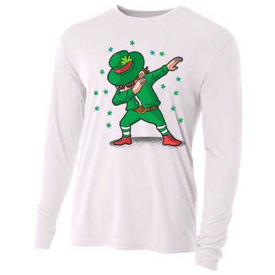 Dabbing Leprechaun St Patricks Day Party Cooling Performance Long Sleeve Crew