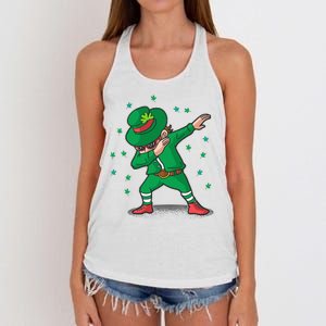 Dabbing Leprechaun St Patricks Day Party Women's Knotted Racerback Tank