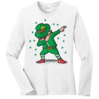 Dabbing Leprechaun St Patricks Day Party Ladies Long Sleeve Shirt