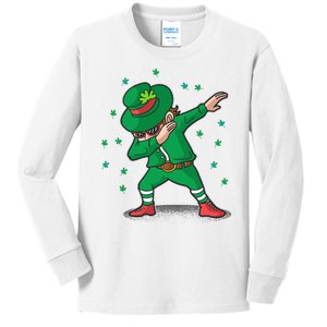 Dabbing Leprechaun St Patricks Day Party Kids Long Sleeve Shirt