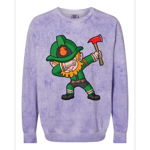 Dabbing Leprechaun St Patricks Day Fire Irish Gift Colorblast Crewneck Sweatshirt