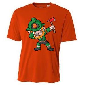 Dabbing Leprechaun St Patricks Day Fire Irish Gift Cooling Performance Crew T-Shirt