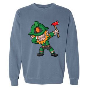 Dabbing Leprechaun St Patricks Day Fire Irish Gift Garment-Dyed Sweatshirt