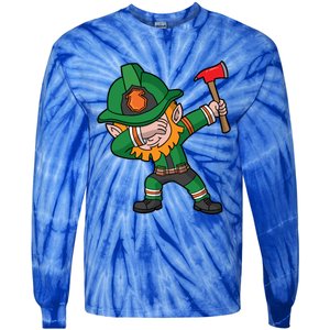 Dabbing Leprechaun St Patricks Day Fire Irish Gift Tie-Dye Long Sleeve Shirt