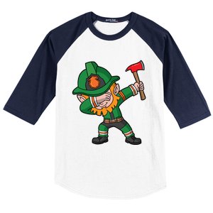 Dabbing Leprechaun St Patricks Day Fire Irish Gift Baseball Sleeve Shirt