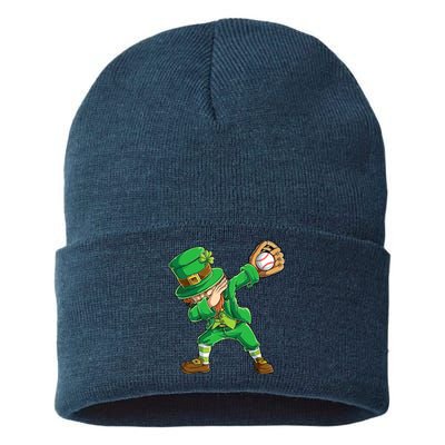 Dabbing Leprechaun St Patricks Day Baseball Catcher Sustainable Knit Beanie