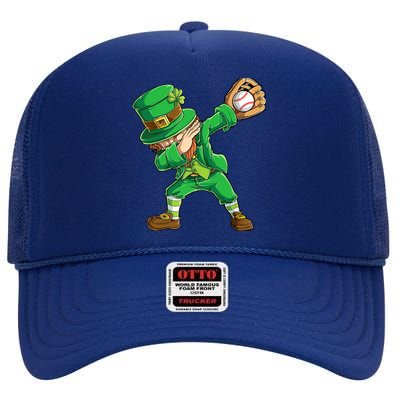 Dabbing Leprechaun St Patricks Day Baseball Catcher High Crown Mesh Back Trucker Hat