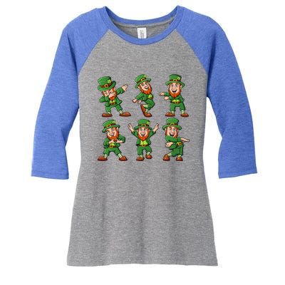 Dancing Leprechauns St Patrick's Day Funny Gift Women's Tri-Blend 3/4-Sleeve Raglan Shirt