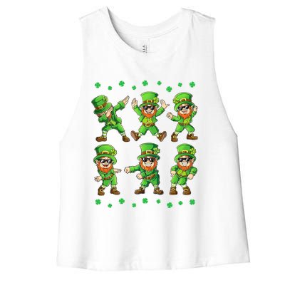 Dancing Leprechauns St Patrick's Day Funny Dance Gift Women's Racerback Cropped Tank