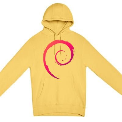 Debian Logo Spiral Minimalist Funny Gift Premium Pullover Hoodie