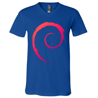 Debian Logo Spiral Minimalist Funny Gift V-Neck T-Shirt