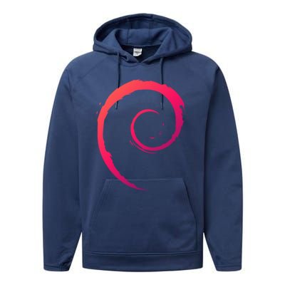 Debian Logo Spiral Minimalist Funny Gift Performance Fleece Hoodie