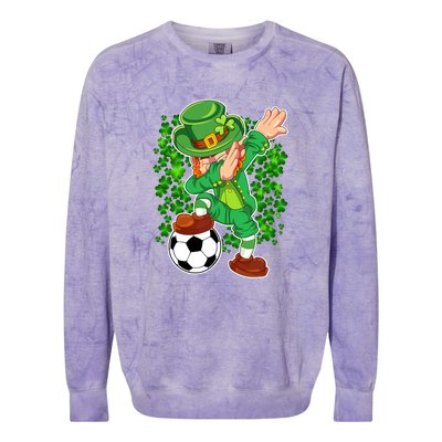 Dabbing Leprechaun Soccer St Patrick's Day Boys Kids Sports Colorblast Crewneck Sweatshirt