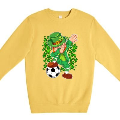 Dabbing Leprechaun Soccer St Patrick's Day Boys Kids Sports Premium Crewneck Sweatshirt