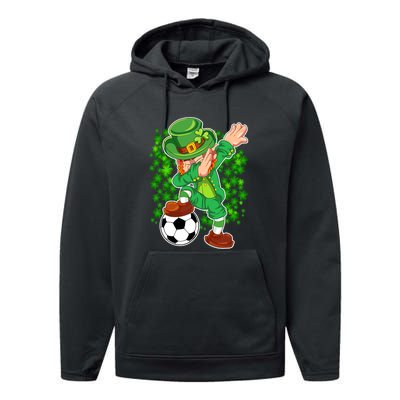 Dabbing Leprechaun Soccer St Patrick's Day Boys Kids Sports Performance Fleece Hoodie