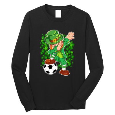 Dabbing Leprechaun Soccer St Patrick's Day Boys Kids Sports Long Sleeve Shirt