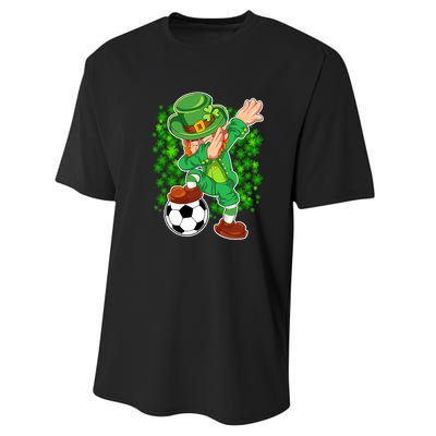 Dabbing Leprechaun Soccer St Patrick's Day Boys Kids Sports Performance Sprint T-Shirt