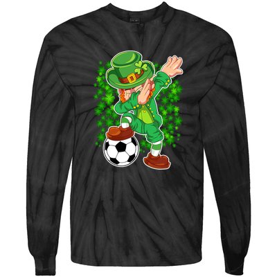 Dabbing Leprechaun Soccer St Patrick's Day Boys Kids Sports Tie-Dye Long Sleeve Shirt