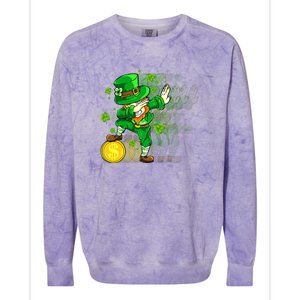 Dabbing Leprechaun St Patricks Day Boys Kids Men Dab Colorblast Crewneck Sweatshirt