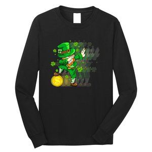 Dabbing Leprechaun St Patricks Day Boys Kids Men Dab Long Sleeve Shirt