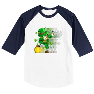 Dabbing Leprechaun St Patricks Day Boys Kids Men Dab Baseball Sleeve Shirt