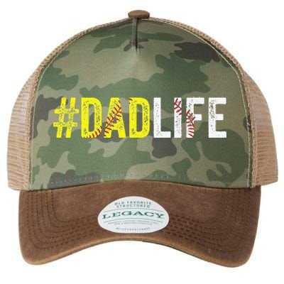 Dad Life Softball Daddy Baseball Sports Lover Fathers Day Legacy Tie Dye Trucker Hat