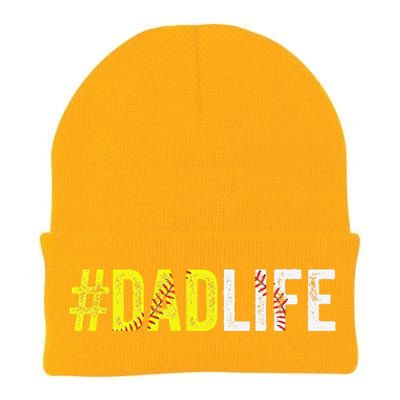 Dad Life Softball Daddy Baseball Sports Lover Fathers Day Knit Cap Winter Beanie