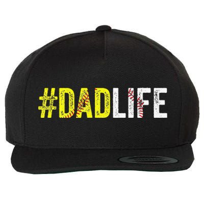 Dad Life Softball Daddy Baseball Sports Lover Fathers Day Wool Snapback Cap