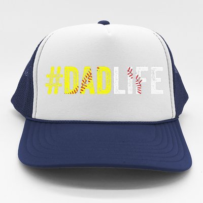 Dad Life Softball Daddy Baseball Sports Lover Fathers Day Trucker Hat