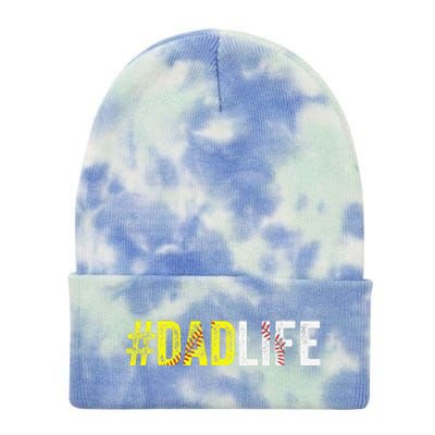 Dad Life Softball Daddy Baseball Sports Lover Fathers Day Tie Dye 12in Knit Beanie