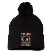 Dear Lord Save This Great Nation Jesus & Trump Maga Pom Pom 12in Knit Beanie